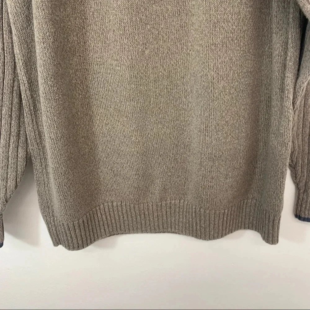 Columbia Chunky Sweater Men Large Brown V Neck Cotton Long Sleeve Logo‎ Warm